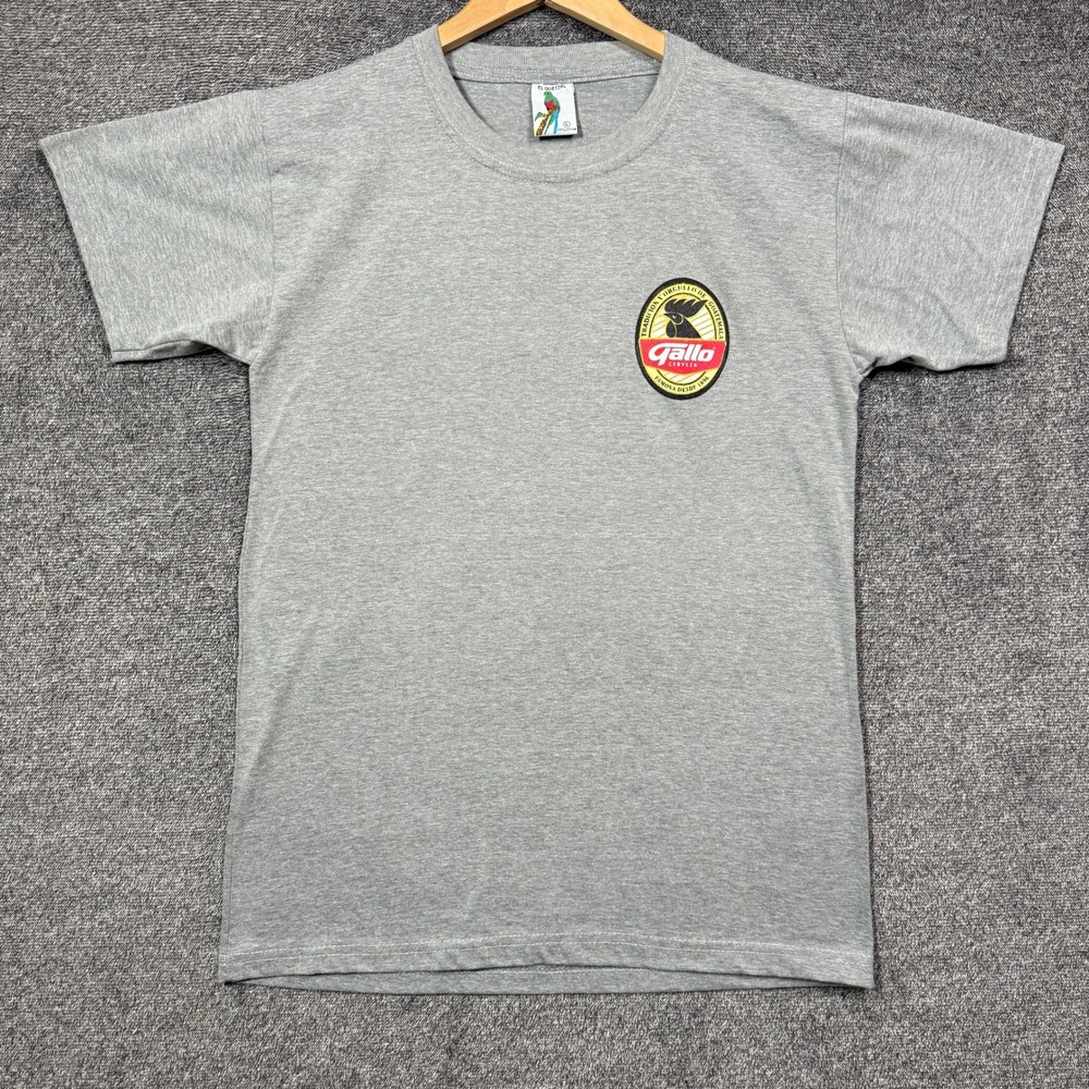 El Quetzal Gallo Cerveza Beer T-Shirt Mens L Gray Guatemala Graphic Tee